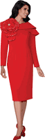 Dresses By Nubiano <br> (Fall 2025) <br> DN100451 <br> <br> Red <br> 8 10 12 14 16 18 <br> 16w 18w 20w 22w 24w 26w<br><br>1 Piece Dress <BR> Fabric: Light Scuba