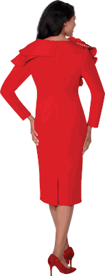Dresses By Nubiano <br> (Fall 2025) <br> DN100451 <br> <br> Red <br> 8 10 12 14 16 18 <br> 16w 18w 20w 22w 24w 26w<br><br>1 Piece Dress <BR> Fabric: Light Scuba