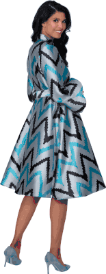 Dresses By Nubiano <br> (Fall 2025) <br> DN100481 <br> <br> Teal/Black/Silver <br> 8 10 12 14 16 18 <br> 16w 18w 20w 22w 24w 26w<br><br>1 Piece Dress <BR> Fabric: Twill