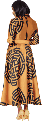 Dresses By Nubiano <br> (Fall 2025) <br> DN100501 <br> <br> Gold/Black <br> 8 10 12 14 16 18 <br> 16w 18w 20w 22w 24w 26w<br><br>1 Piece Dress <BR> Fabric: Twill