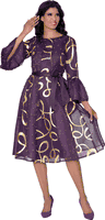Dresses By Nubiano <br> (Fall 2025) <br> DN100541 <br> <br> Purple/Gold <br> 8 10 12 14 16 18 <br> 16w 18w 20w 22w 24w 26w<br><br>1 Piece Dress <BR> Fabric: Mesh