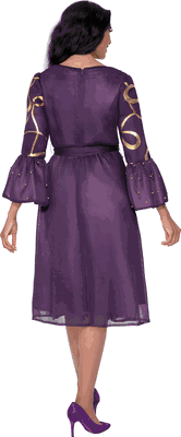 Dresses By Nubiano <br> (Fall 2025) <br> DN100541 <br> <br> Purple/Gold <br> 8 10 12 14 16 18 <br> 16w 18w 20w 22w 24w 26w<br><br>1 Piece Dress <BR> Fabric: Mesh