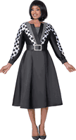 Dresses By Nubiano <br> (Fall 2025) <br> DN100571 <br> <br> Black/White <br> 8 10 12 14 16 18 <br> 16w 18w 20w 22w 24w 26w<br><br>1 Piece Dress <BR> Fabric: Twill
