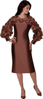 Dresses By Nubiano <br> (Fall 2025) <br> DN100641 <br> <br> Brown <br> 8 10 12 14 16 18 <br> 16w 18w 20w 22w 24w 26w<br><br>1 Piece Dress <BR> Fabric: Twill