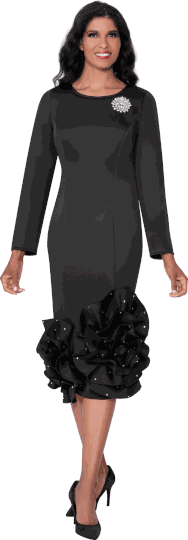 Dresses By Nubiano <br> (Fall 2025) <br> DN100681 <br> <br> Black <br> 8 10 12 14 16 18 <br> 16w 18w 20w 22w 24w 26w<br><br>1 Piece Dress <BR> Fabric: Light Scuba