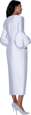 Dresses By Nubiano <br> (Fall 2025) <br> DN100691 <br> <br> White <br> 8 10 12 14 16 18 <br> 16w 18w 20w 22w 24w 26w<br><br>1 Piece Dress <BR> Fabric: Twill