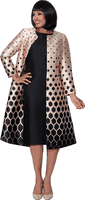 Dresses By Nubiano <br> (Fall 2025) <br> DN100702 <br> <br> Champagne/Black <br> 8 10 12 14 16 18 <br> 16w 18w 20w 22w 24w 26w<br><br>2 Piece Dress & Jacket <BR> Fabric: Twill