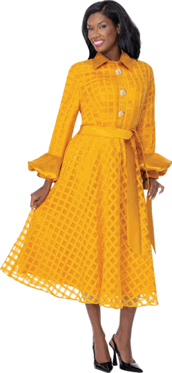 Dresses By Nubiano <br> (Fall 2026) <br> DN101091 <br> <br> Mustard-Gold <br> 8 10 12 14 16 18 <br> 16w 18w 20w 22w 24w 26w<br><br>1 Piece Dress