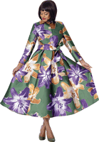 Dresses By Nubiano <br> (Fall 2026) <br> DN101121 <br> <br> Olive-Purple <br> 8 10 12 14 16 18 <br> 16w 18w 20w 22w 24w 26w<br><br>1 Piece Dress