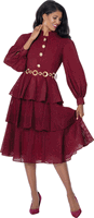 Dresses By Nubiano <br> (Fall 2026) <br> DN101231 <br> <br> Burgundy <br> 8 10 12 14 16 18 <br> 16w 18w 20w 22w 24w 26w<br><br>1 Piece Dress