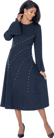 Dresses By Nubiano <br> (Fall 2026) <br> DN101251 <br> <br> Navy <br> 8 10 12 14 16 18 <br> 16w 18w 20w 22w 24w 26w<br><br>1 Piece Dress