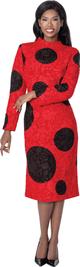 Dresses By Nubiano <br> (Fall 2026) <br> DN101261 <br> <br> Red/Black-Dot <br> 8 10 12 14 16 18 <br> 16w 18w 20w 22w 24w 26w<br><br>1 Piece Dress