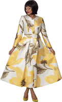 Dresses By Nubiano <br> (Fall 2026) <br> DN101271 <br> <br> Multi-Olive <br> 8 10 12 14 16 18 <br> 16w 18w 20w 22w 24w 26w<br><br>1 Piece Dress