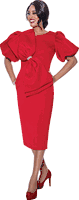 Dresses By Nubiano <br> (Fall 2025) <br> DN12351 <br> <br> Red <br> 8 10 12 14 16 18 <br> 16w 18w 20w 22w 24w 26w<br><br>1 Piece Dress <BR> Fabric: Scuba