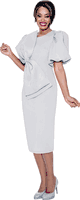 Dresses By Nubiano <br> (Fall 2025) <br> DN12351 <br> <br> White <br> 8 10 12 14 16 18 <br> 16w 18w 20w 22w 24w 26w<br><br>1 Piece Dress <BR> Fabric: Scuba
