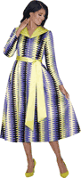 Dresses By Nubiano <br> (Fall 2025) <br> DN100251 <br> <br> Multi/Purple <br> 10 14  20w <br><br>1 Piece Dress <BR> Fabric: Twill