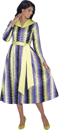 Dresses By Nubiano <br> (Fall 2025) <br> DN100251 <br> <br> Multi/Purple <br> 10 14  20w <br><br>1 Piece Dress <BR> Fabric: Twill
