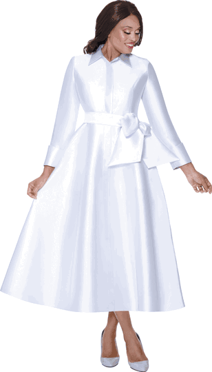 Dresses By Nubiano <br> (Fall 2025) <br> DN100311 <br> <br> White <br> 8 10 12 14 16 18 <br> 16w 18w 20w 22w 24w 26w<br><br>1 Piece Dress <BR> Fabric: Twill