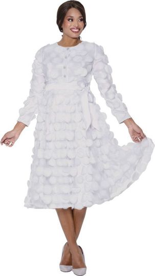 Dresses By Nubiano <br> (Spring 2026) <br> DN100361 <br> <br> White <br> 8 10 12 14 16 18 <br> 16w 18w 20w 22w 24w 26w<br><br>3D Circles