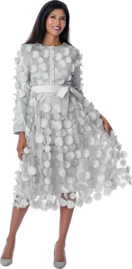 Dresses By Nubiano <br> (Spring 2026) <br> DN100361 <br> <br> silver <br> 8 10 12 14 16 18 <br> 16w 18w 20w 22w 24w 26w<br><br>3D Circles