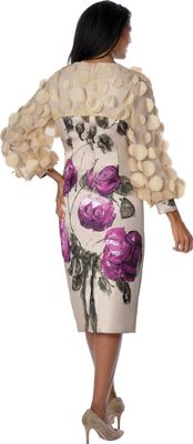 Dresses By Nubiano <br> (Spring 2026) <br> DN100711 <br> <br> Tan <br> 8 10 12 14 16 18 <br> 16w 18w 20w 22w 24w 26w<br><br>3D Circles & Twill