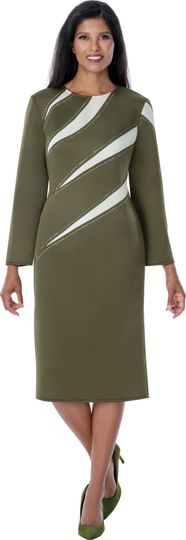 Dresses By Nubiano <br> (Spring 2026) <br> DN100741 <br> <br> Olive/White <br> 8 10 12 14 16 18 <br> 16w 18w 20w 22w 24w 26w<br><br>Scuba