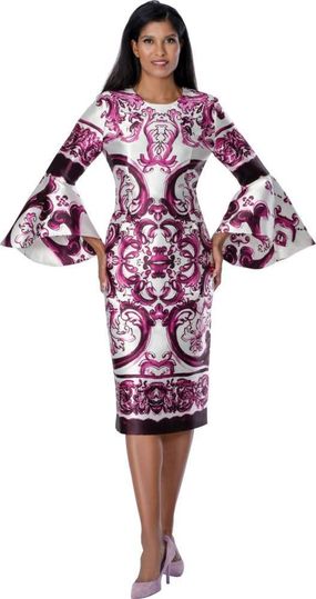 Dresses By Nubiano <br> (Spring 2026) <br> DN100791 <br> <br> Purple/White <br> 8 10 12 14 16 18 <br> 16w 18w 20w 22w 24w 26w<br><br>Twill