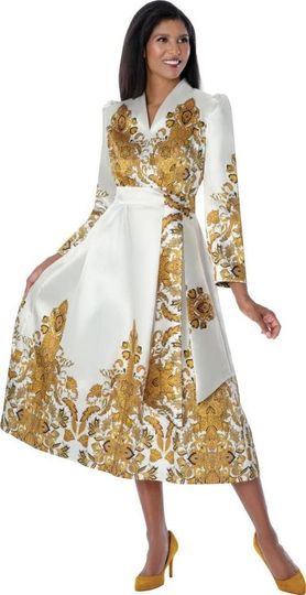 Dresses By Nubiano <br> (Spring 2026) <br> DN100801 <br> <br> White/Gold <br> 8 10 12 14 16 18 <br> 16w 18w 20w 22w 24w 26w<br><br>Twill