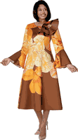Dresses By Nubiano <br> (Spring 2026) <br> DN100951 <br> <br> Brown-Orange-Multi <br> 8 10 12 14 16 18 <br> 16w 18w 20w 22w 24w 26w<br><br>Twill