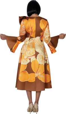 Dresses By Nubiano <br> (Spring 2026) <br> DN100951 <br> <br> Brown-Orange-Multi <br> 8 10 12 14 16 18 <br> 16w 18w 20w 22w 24w 26w<br><br>Twill