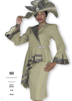 Elite Champagne <br> (Fall & Winter 2025) <br> EC6154 <br> <br> Olive  <br>   Brown <br> 8 10 12 14 16 18 20 22 24 26<br><br>Long Jacket/Skirt<br>Twill Satin
