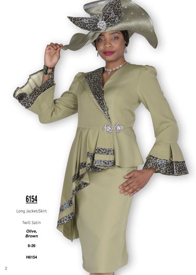 Elite Champagne <br> (Fall & Winter 2025) <br> EC6154 <br> <br> Olive  <br>   Brown <br> 8 10 12 14 16 18 20 22 24 26<br><br>Long Jacket/Skirt<br>Twill Satin