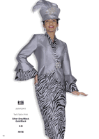 Elite Champagne <br> (Fall & Winter 2025) <br> EC6156 <br> <br> Silver-Grey/Black  <br>   Gold/Black <br> 8 10 12 14 16 18 20 22 24 26<br><br>Jacket/Skirt<br>Twill Satin Print