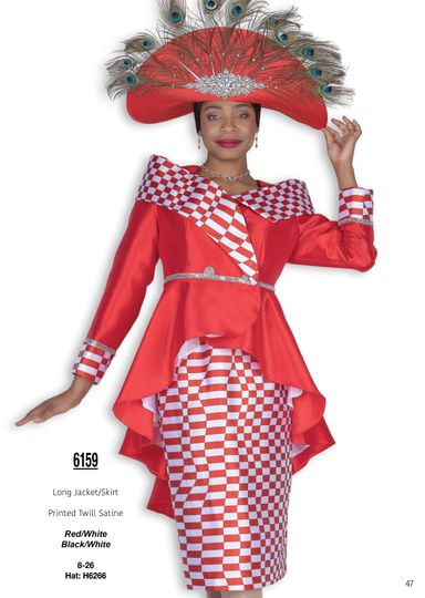 Elite Champagne <br> (Fall & Winter 2025) <br> EC6159 <br> <br> Red/White  <br>   Black/White <br> 8 10 12 14 16 18 20 22 24 26<br><br>Long Jacket/Skirt<br>Printed Twill Satine