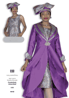 Elite Champagne <br> (Fall & Winter 2025) <br> EC6160 <br> <br> Purple/Gold  <br>   Green/Gold <br> 8 10 12 14 16 18 20 22 24 26<br><br>Long Jacket/Dress<br>Twill Satin/Novelty Brocade