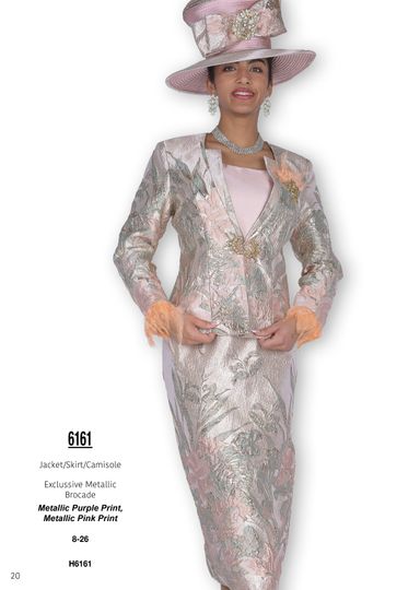Elite Champagne <br> (Fall & Winter 2025) <br> EC6161-PI <br> <br> Metallic-Pink-Print <br> 8 10 12 14 16 18 20 22 24 26<br><br>Jacket/Skirt/Camisole<br>Exclusive Metallic Brocade