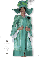 Elite Champagne <br> (Fall & Winter 2025) <br> EC6166-Gr <br> <br> Green/Black <br> 8 10 12 14 16 18 20 22 24 26<br><br>Long Jacket/Dress<br>Twill Satin Print