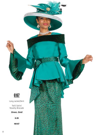 Elite Champagne <br> (Fall & Winter 2025) <br> EC6167-Gr <br> <br> Green <br> 8 10 12 14 16 18 20 22 24 26<br><br>Long Jacket/Dress<br>Twill Satin/Novelty Brocade