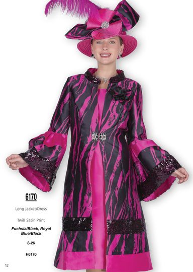 Elite Champagne <br> (Fall & Winter 2025) <br> EC6170-Fu <br> <br> Fuchsia/Black <br> 8 10 12 14 16 18 20 22 24 26<br><br>Long Jacket/Dress<br>Twill Satin Print