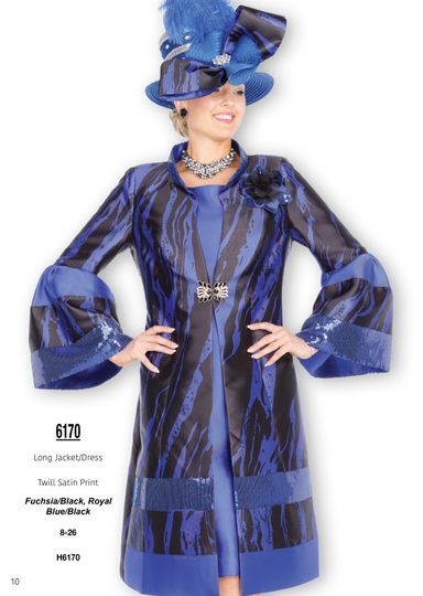 Elite Champagne <br> (Fall & Winter 2025) <br> EC6170-Ro <br> <br> Royal-Blue/Black <br> 8 10 12 14 16 18 20 22 24 26<br><br>Long Jacket/Dress<br>Twill Satin Print