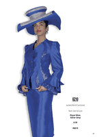 Elite Champagne <br> (Fall & Winter 2025) <br> EC6210 <br> <br> Royal-Blue  <br>   Silver-Grey <br> 8 10 12 14 16 18 20 22 24 26<br><br>Jacket/Skirt/Camisole<br>Twill Satin/Lace