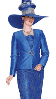 Elite Champagne <br> (Fall & Winter 2025) <br> EC6220 <br> <br> Fuchsia  <br>   Royal-Blue <br> 8 10 12 14 16 18 20 22 24 26<br><br>Jacket/Skirt/Camisole<br>Twill Satin/Floral Brocade