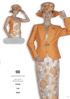 Elite Champagne <br> (Fall & Winter 2025) <br> EC6355 <br> <br> Orange <br> 8 10 12 14 16 18 20 22 24 26<br><br>Jacket/Skirt/Camisole<br>Twill Satin/Novelty Brocade