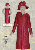 Elite Champagne <br> (Fall/Winter 2026) <br> EC6359 <br> <br> Red  <br>  White  <br>  Lilac  <br>  Mint <br> 8 10 12 14 16 <br> 18 20 22 24 26<br><br>Long Jacket/Dress<br>Twill Satin/Lace