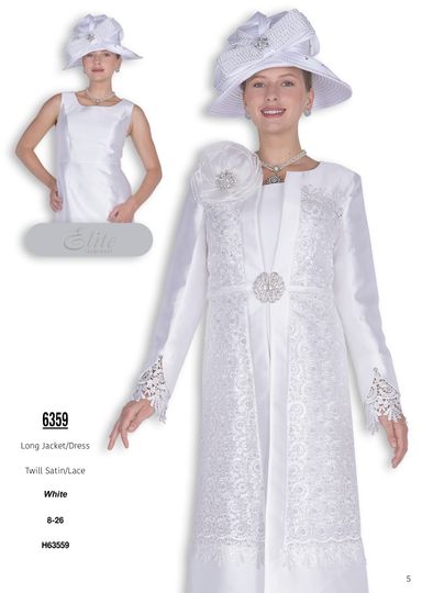 Elite Champagne <br> (Fall & Winter 2025) <br> EC6359 <br> <br> White <br> 8 10 12 14 16 18 20 22 24 26<br><br>Long Jacket/Dress<br>Twill Satin/Lace