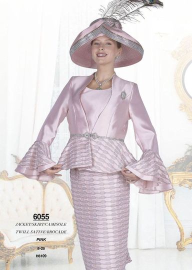 Elite Champagne <br> (Spring/Summer 2026) <br> EC6055 <br> <br> Pink <br> 8 10 12 14 16 18 20 22 24 26<br><br>Jacket/Skirt/Camisole<br>Twill Satine/Brocade