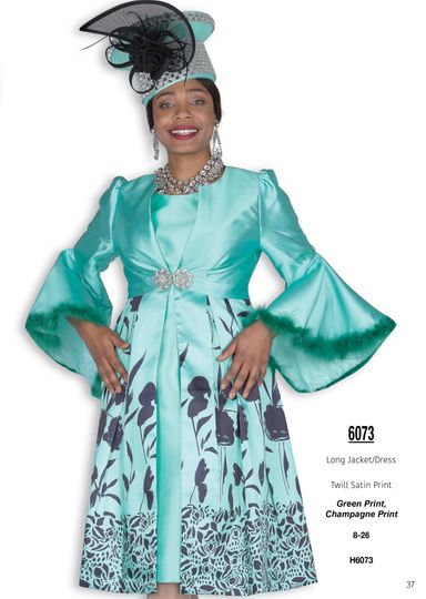 Elite Champagne <br> (Fall & Winter 2025) <br> EC6073 <br> <br> Green-Print  <br>   Champagne-Print <br> 8 10 12 14 16 18 20 22 24 26<br><br>Long Jacket/Dress<br>Twill Satin Print