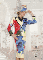 Elite Champagne <br> (Fall/Winter 2026) <br> EC6152 <br> <br> Banana-Print  <br>  White-Print <br> 8 10 12 14 16 <br> 18 20 22 24 26<br><br>Jacket/Skirt<br>Print Crepe De Chine