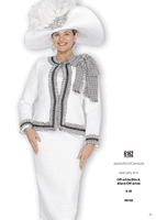 Elite Champagne <br> (Fall & Winter 2025) <br> EC6162 <br> <br> Off-white/Black  <br>   Black/Off-white <br> 8 10 12 14 16 18 20 22 24 26<br><br>Jacket/Skirt/Camisole<br>Specialty Knit