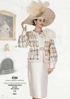 Elite Champagne <br> (Spring/Summer 2026) <br> EC6164 <br> <br> Champagne-Gold  <br>  Black  <br>  Off-White <br> 8 10 12 14 16 18 20 22 24 26<br><br>Jacket/Skirt/Camisole<br>Twill Satine/Novelty Knit